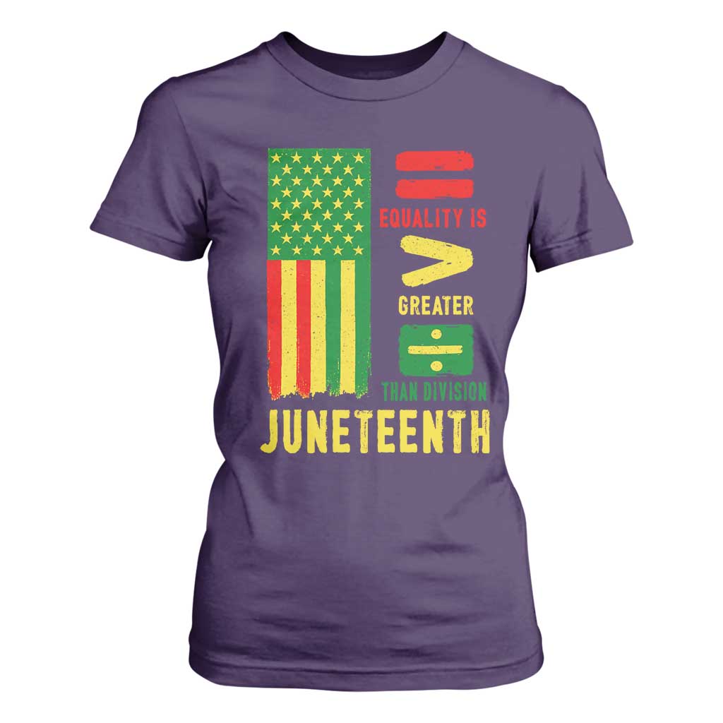 Juneteenth Equality Is Greater Than Division T Shirt For Women Juneteenth American Flag