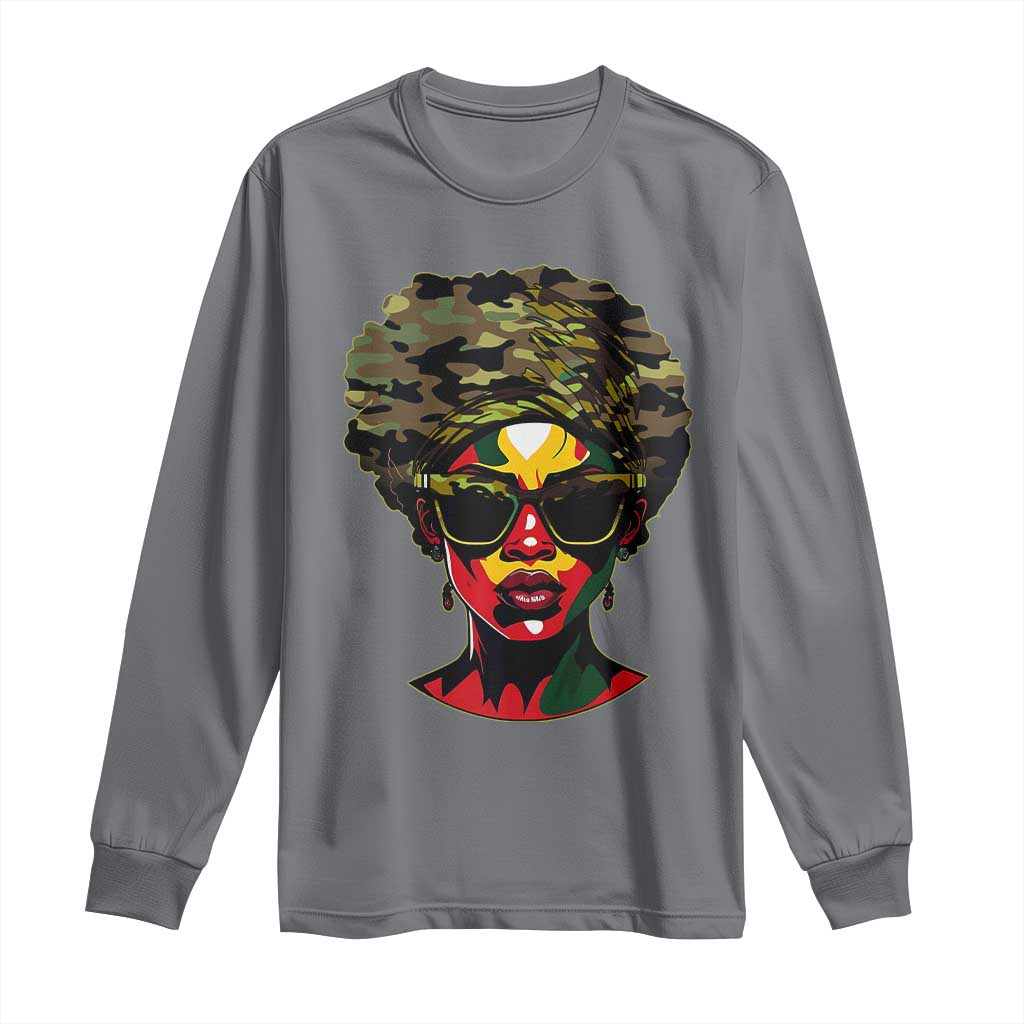 Camo African American Women Juneteenth Celebrating Black Freedom Day Long Sleeve Shirt