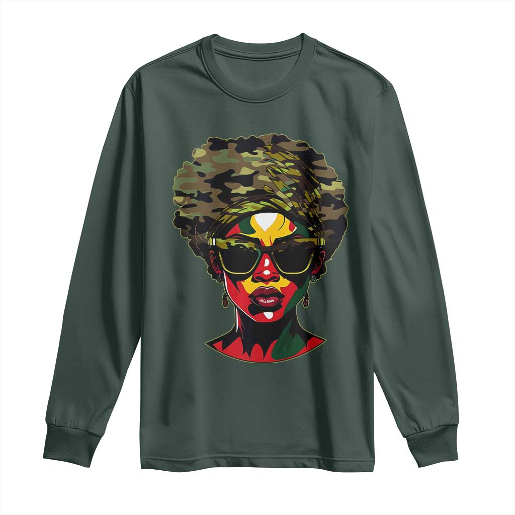 Camo African American Women Juneteenth Celebrating Black Freedom Day Long Sleeve Shirt