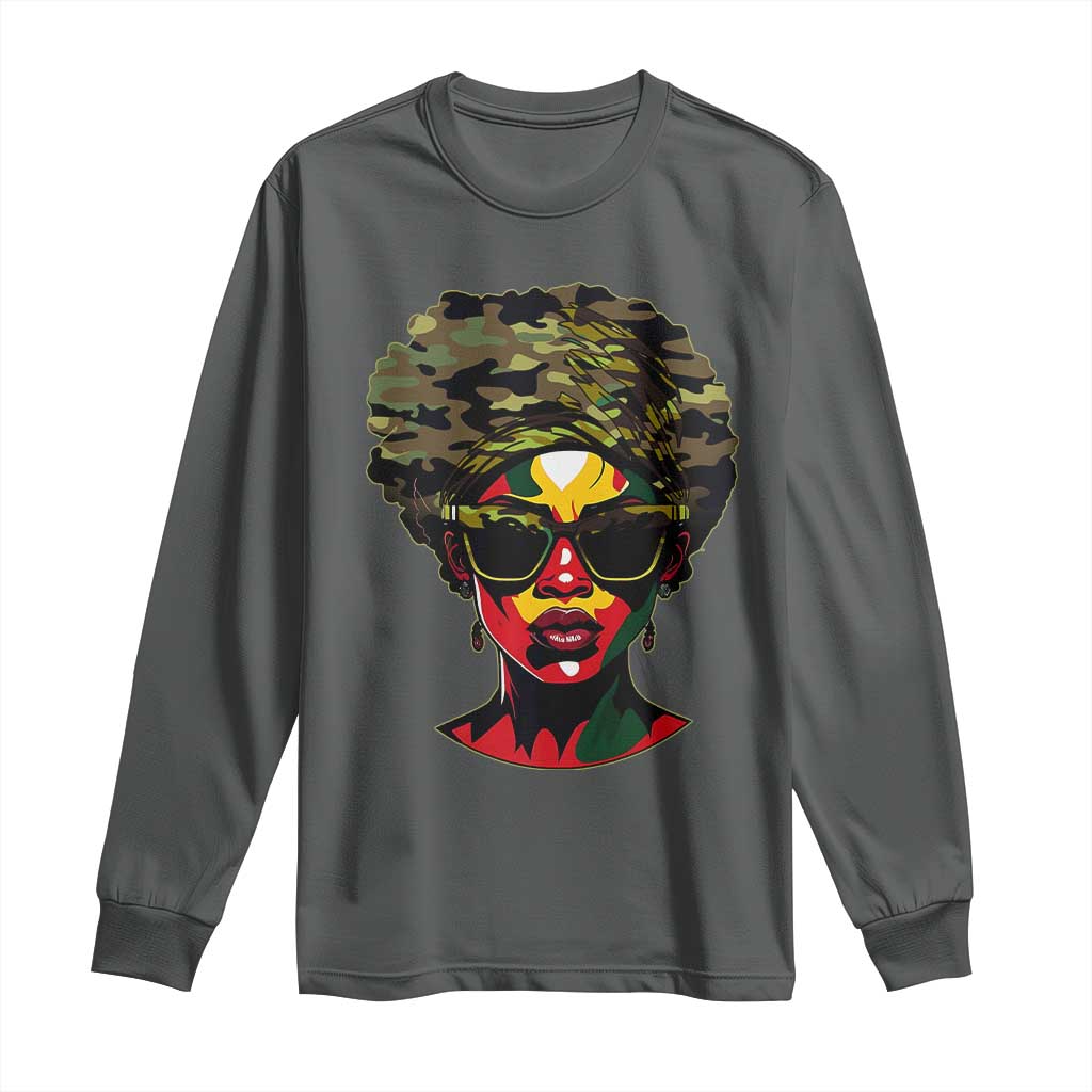 Camo African American Women Juneteenth Celebrating Black Freedom Day Long Sleeve Shirt