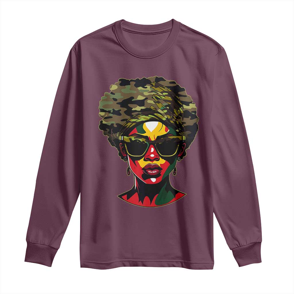 Camo African American Women Juneteenth Celebrating Black Freedom Day Long Sleeve Shirt