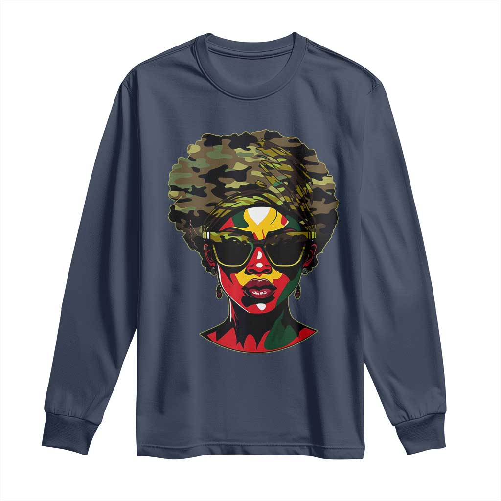 Camo African American Women Juneteenth Celebrating Black Freedom Day Long Sleeve Shirt