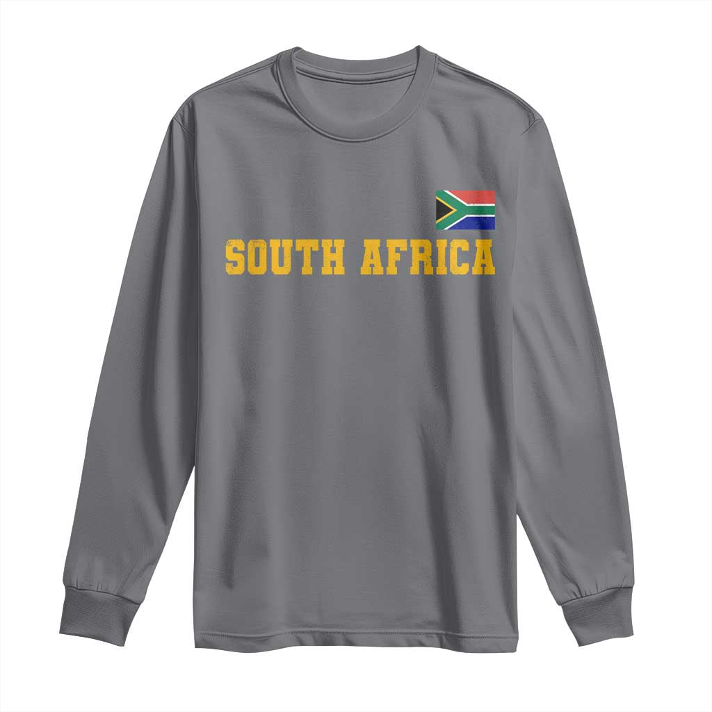 South Africa Vintage Athletic Sports Design Long Sleeve Shirt Distressed South African Flag