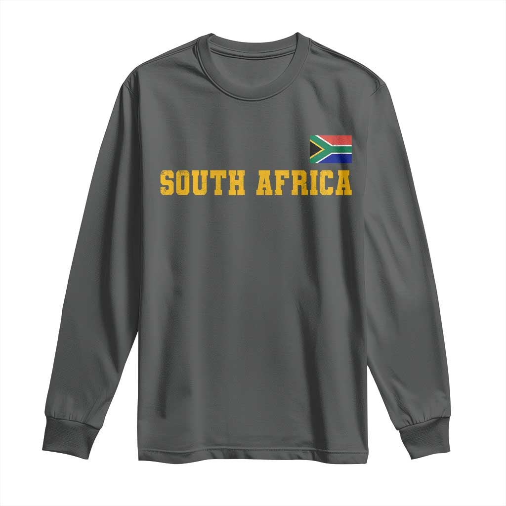 South Africa Vintage Athletic Sports Design Long Sleeve Shirt Distressed South African Flag
