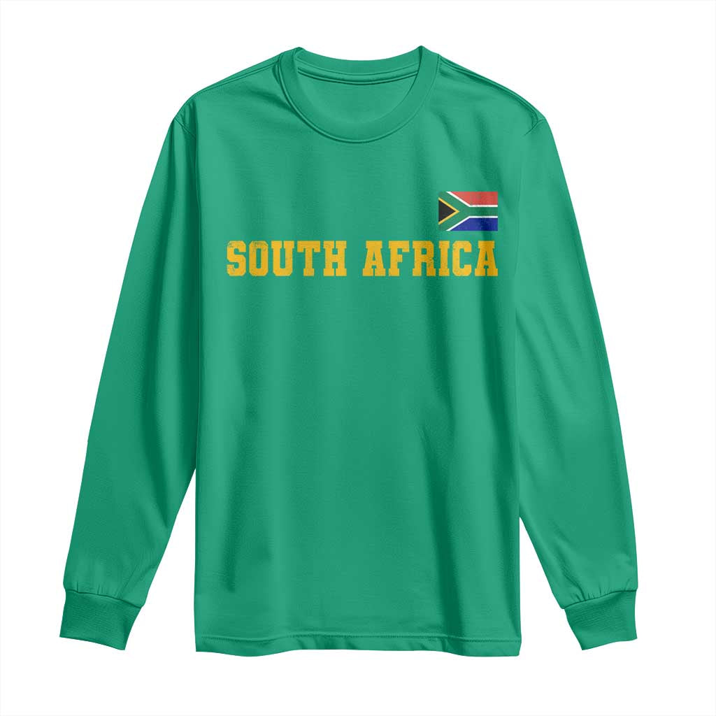 South Africa Vintage Athletic Sports Design Long Sleeve Shirt Distressed South African Flag