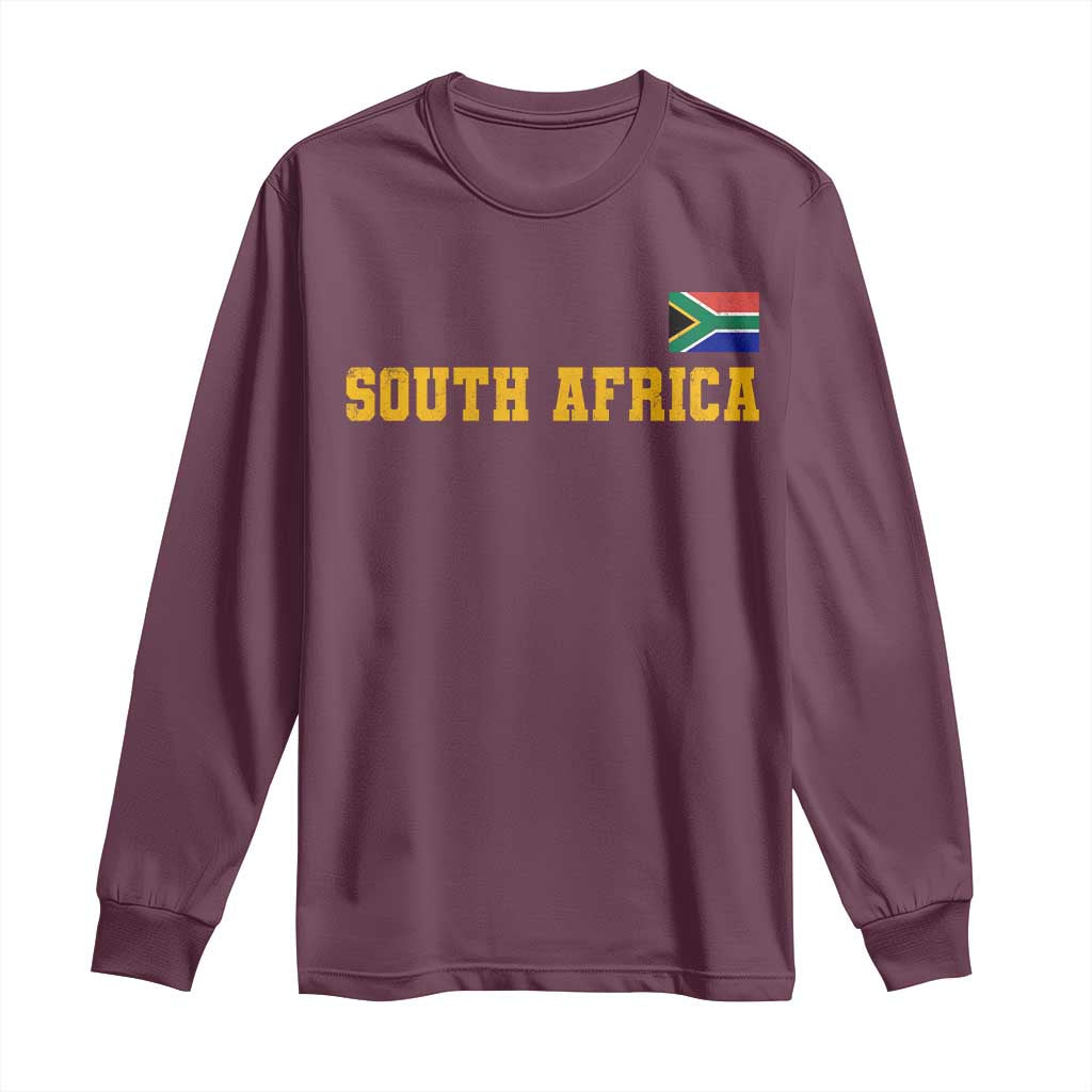 South Africa Vintage Athletic Sports Design Long Sleeve Shirt Distressed South African Flag