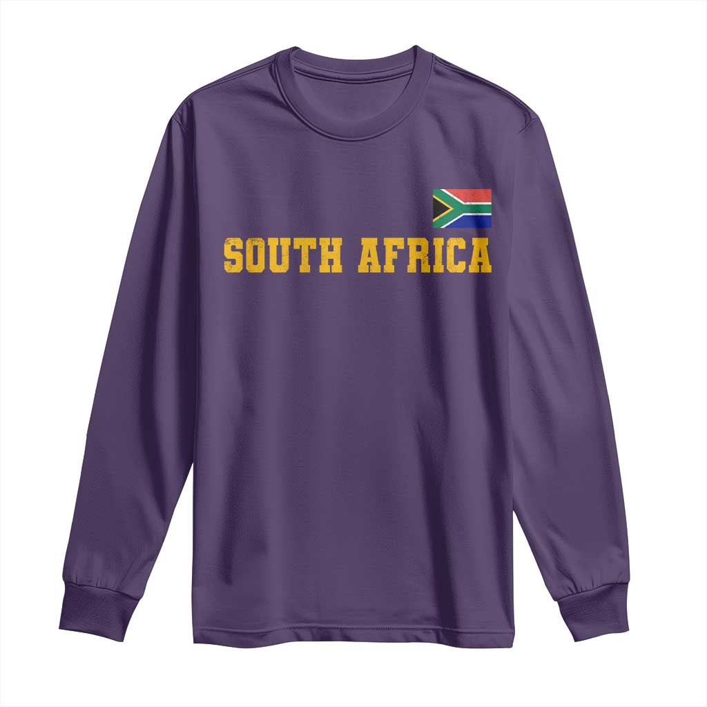 South Africa Vintage Athletic Sports Design Long Sleeve Shirt Distressed South African Flag