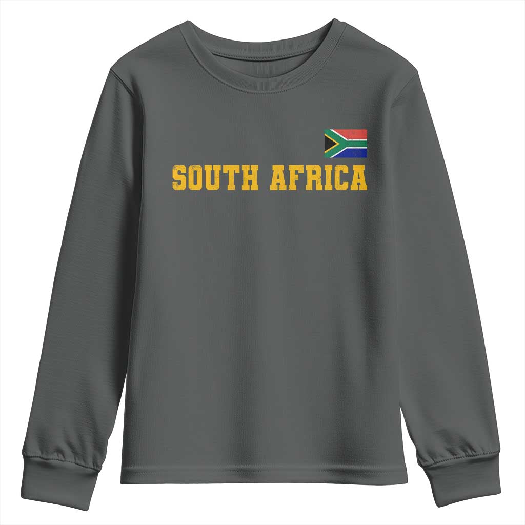 South Africa Vintage Athletic Sports Design Youth Sweatshirt Distressed South African Flag