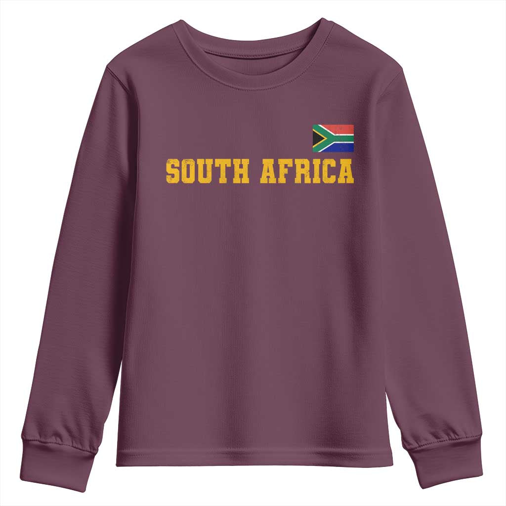 South Africa Vintage Athletic Sports Design Youth Sweatshirt Distressed South African Flag