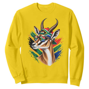 Springbok Wearing Glasses Vintage South African Flag Sweatshirt