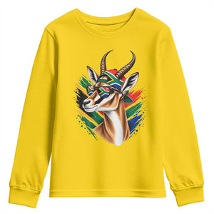Springbok Wearing Glasses Vintage South African Flag Youth Sweatshirt