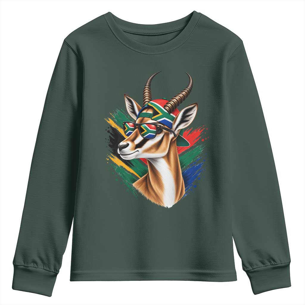 Springbok Wearing Glasses Vintage South African Flag Youth Sweatshirt