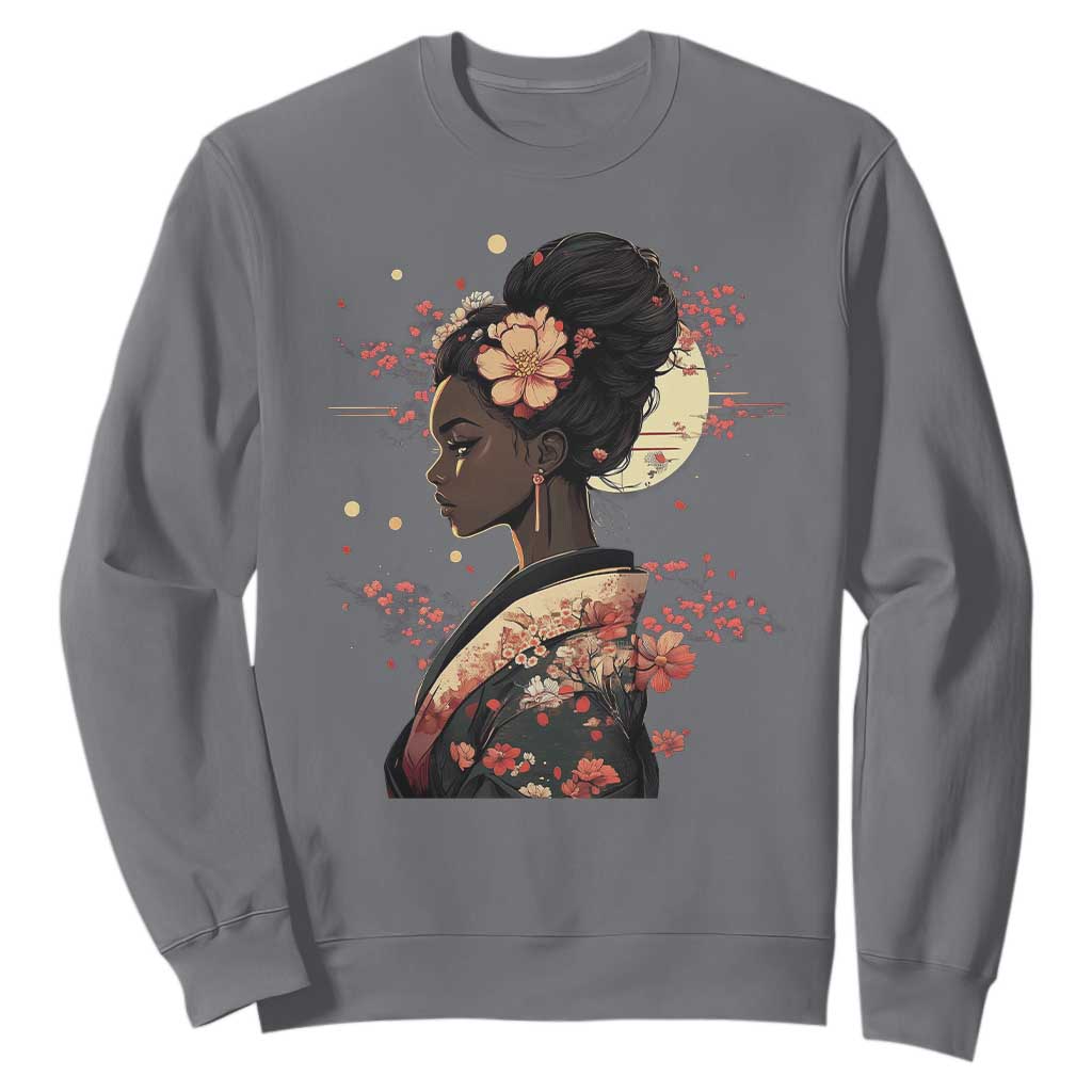 African American Geisha Kimono Blasian Japanese Sakura Sweatshirt