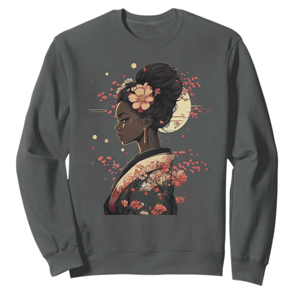 African American Geisha Kimono Blasian Japanese Sakura Sweatshirt