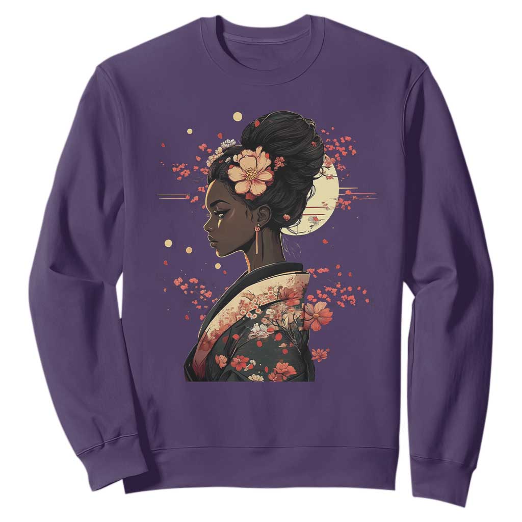 African American Geisha Kimono Blasian Japanese Sakura Sweatshirt