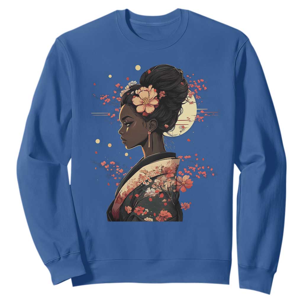 African American Geisha Kimono Blasian Japanese Sakura Sweatshirt
