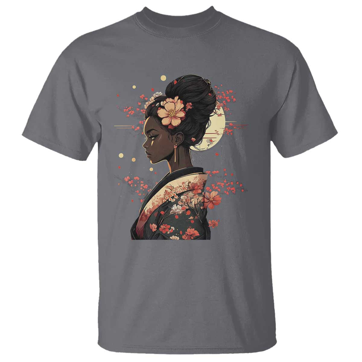 African American Geisha Kimono Blasian Japanese Sakura T Shirt