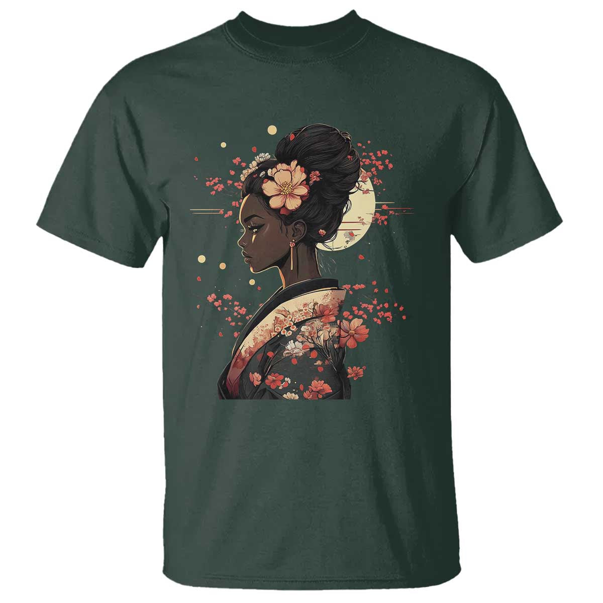 African American Geisha Kimono Blasian Japanese Sakura T Shirt
