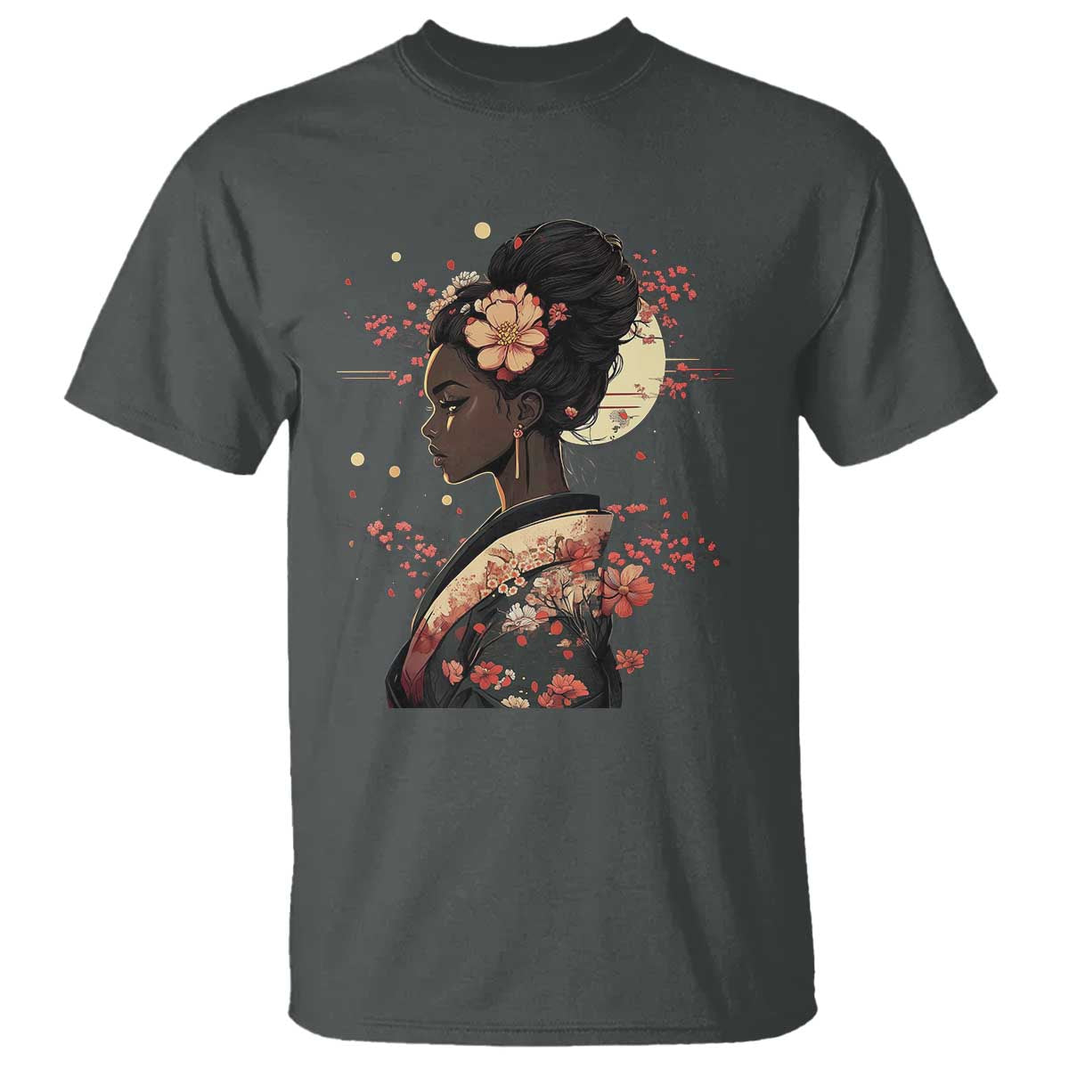 African American Geisha Kimono Blasian Japanese Sakura T Shirt