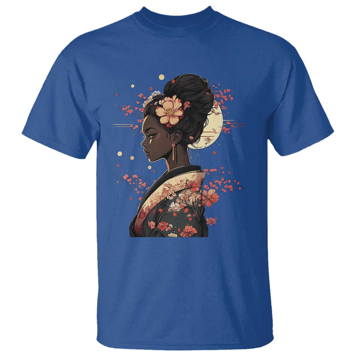 African American Geisha Kimono Blasian Japanese Sakura T Shirt