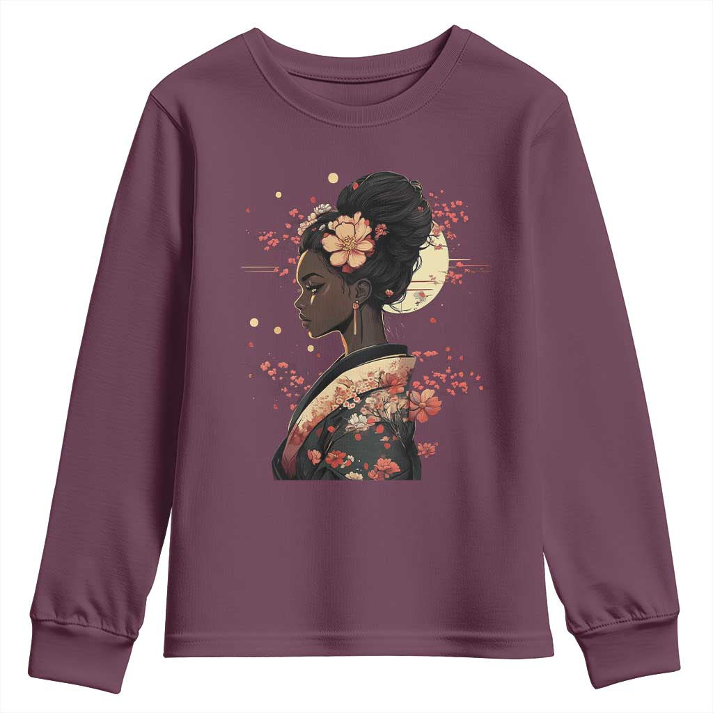 African American Geisha Kimono Blasian Japanese Sakura Youth Sweatshirt