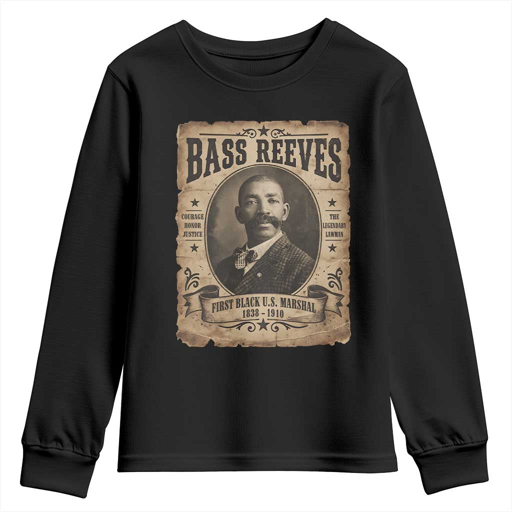 Bass Reeves Youth Sweatshirt The Legendary Lawman and First Black Us Marshal Old West Style