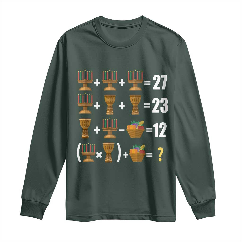 Funny 67 Kwanzaa Math Long Sleeve Shirt Six Seven Meme Kinara Candles African American Christmas - African Pride