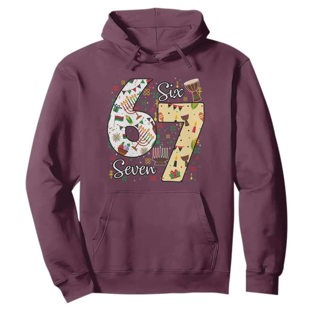 Funny 67 Kwanzaa Hoodie Six Seven Meme Kinara Candles African American Christmas - African Pride