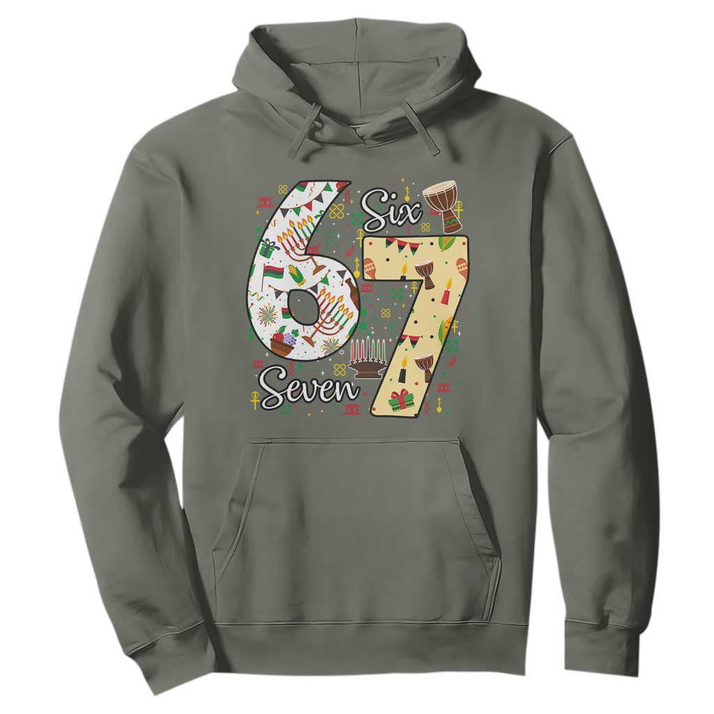 Funny 67 Kwanzaa Hoodie Six Seven Meme Kinara Candles African American Christmas - African Pride