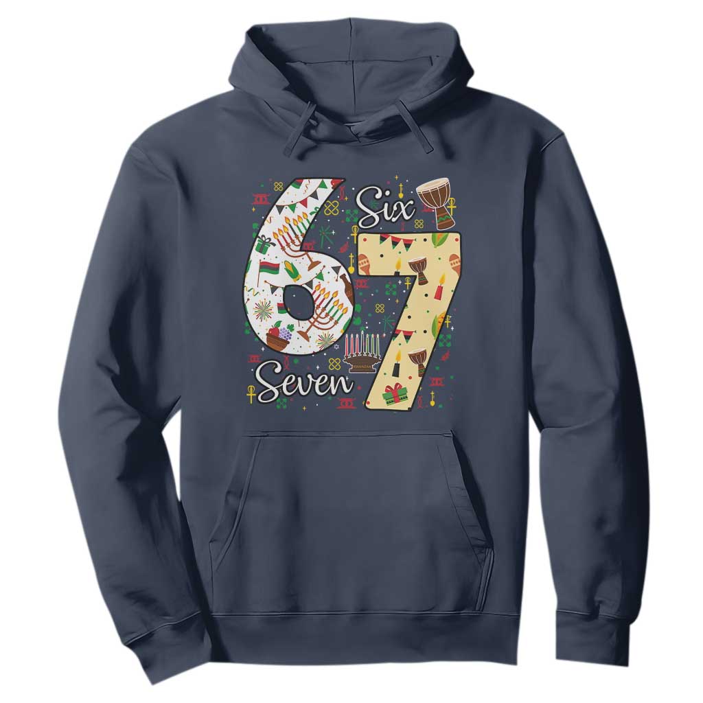 Funny 67 Kwanzaa Hoodie Six Seven Meme Kinara Candles African American Christmas - African Pride