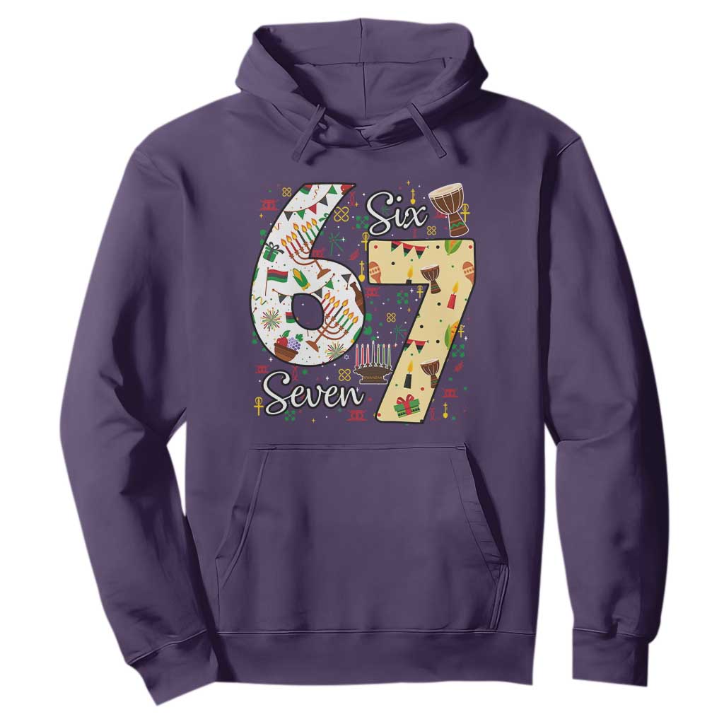 Funny 67 Kwanzaa Hoodie Six Seven Meme Kinara Candles African American Christmas - African Pride