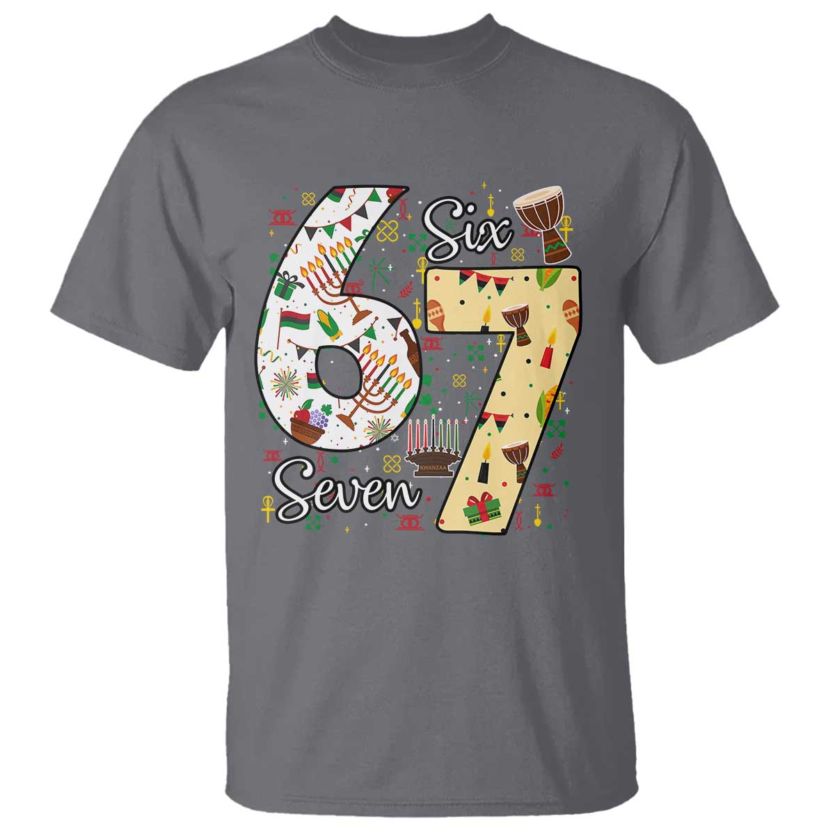 Funny 67 Kwanzaa T Shirt Six Seven Meme Kinara Candles African American Christmas - African Pride