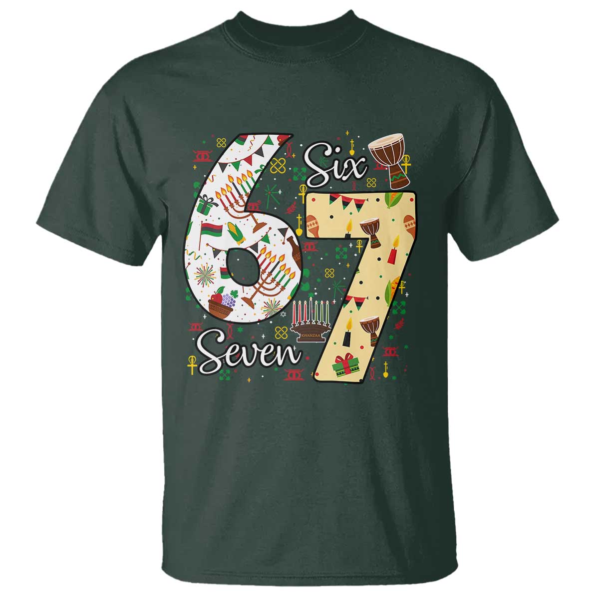 Funny 67 Kwanzaa T Shirt Six Seven Meme Kinara Candles African American Christmas - African Pride