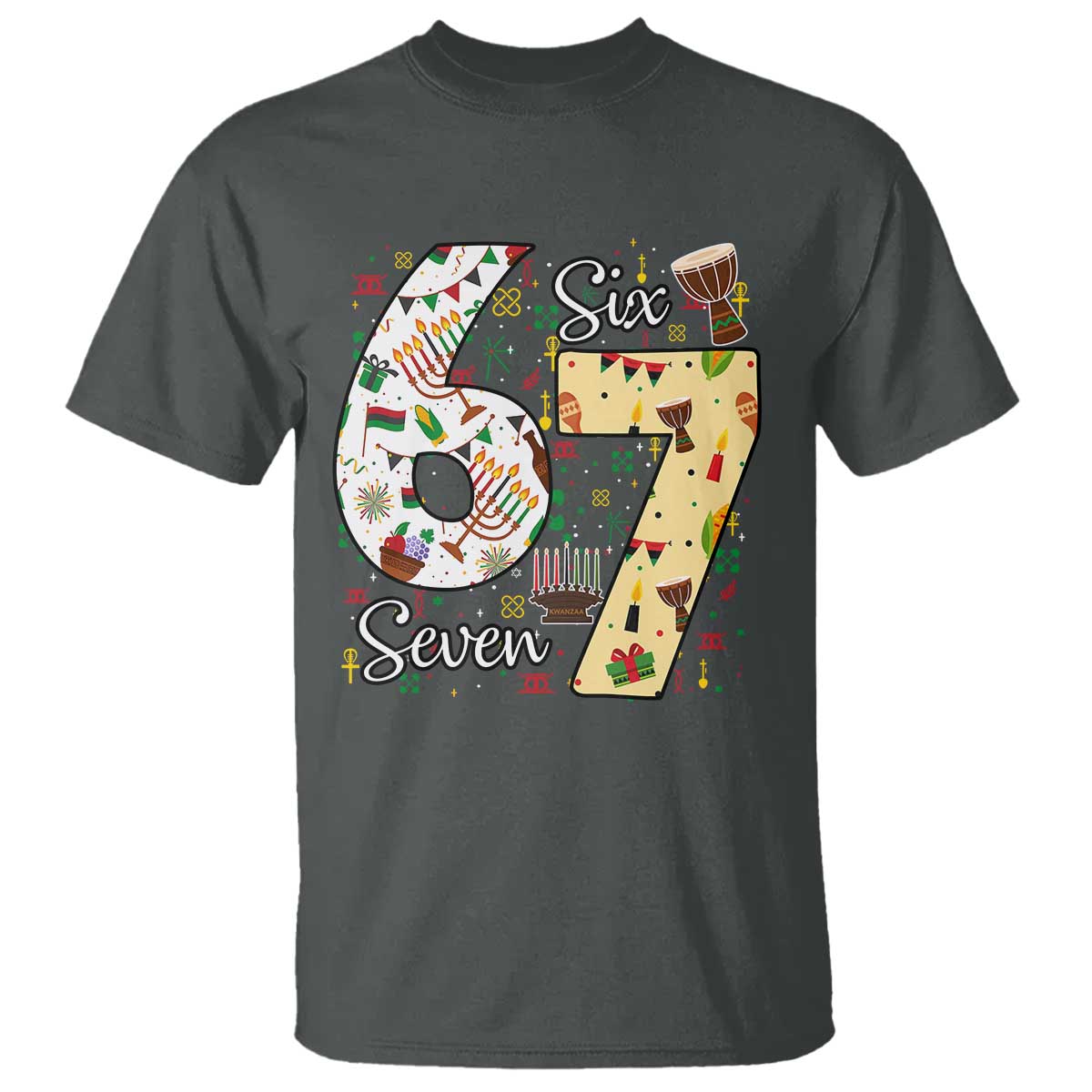 Funny 67 Kwanzaa T Shirt Six Seven Meme Kinara Candles African American Christmas - African Pride