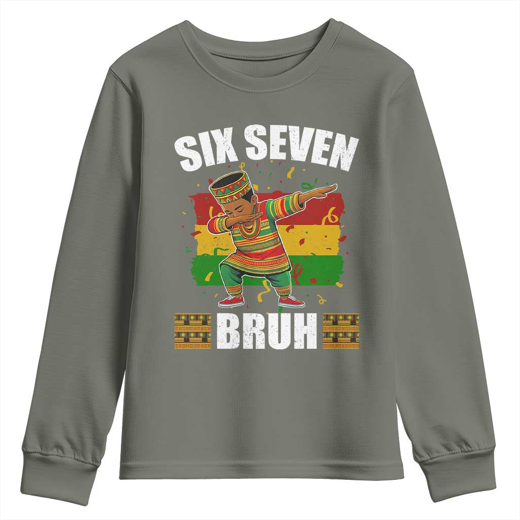Funny 67 Kwanzaa Youth Sweatshirt Six Seven Bruh Dabbing African Heritage - African Pride