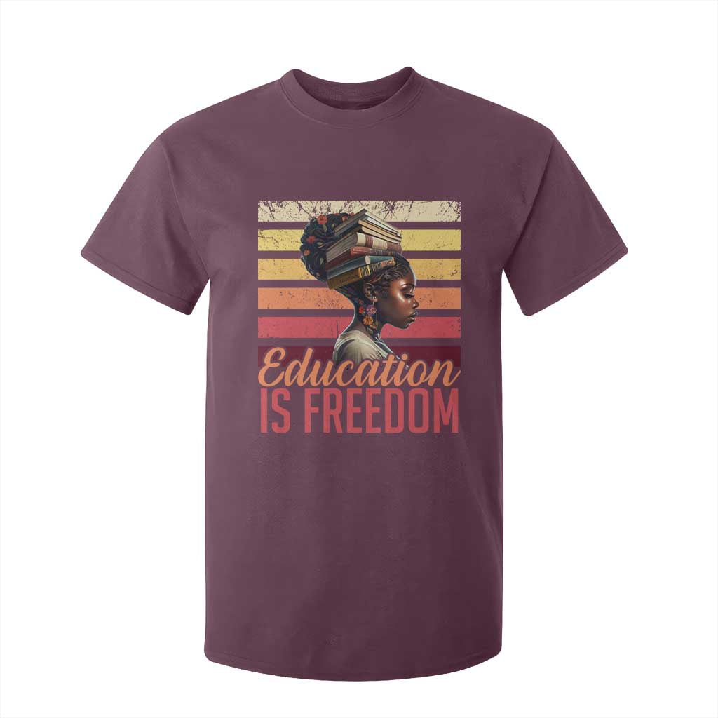 Education Is Freedom T Shirt For Kid Retro Black History Teacher