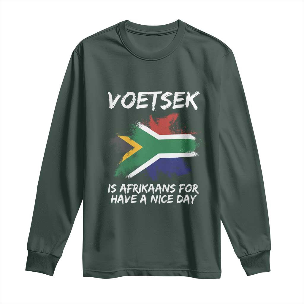 Funny Voetsek Is Afrikaans For Have A Nice Day Long Sleeve Shirt Saffa Flag