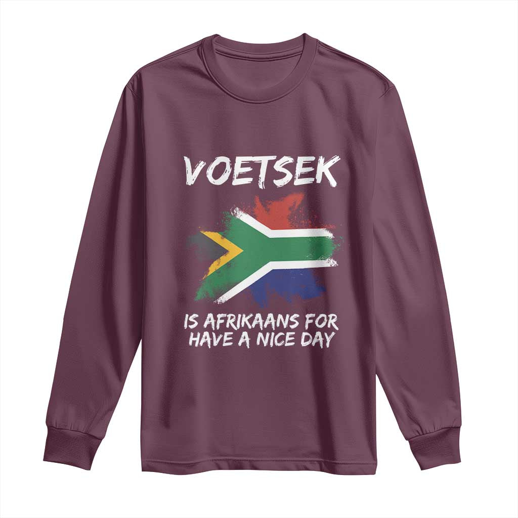 Funny Voetsek Is Afrikaans For Have A Nice Day Long Sleeve Shirt Saffa Flag
