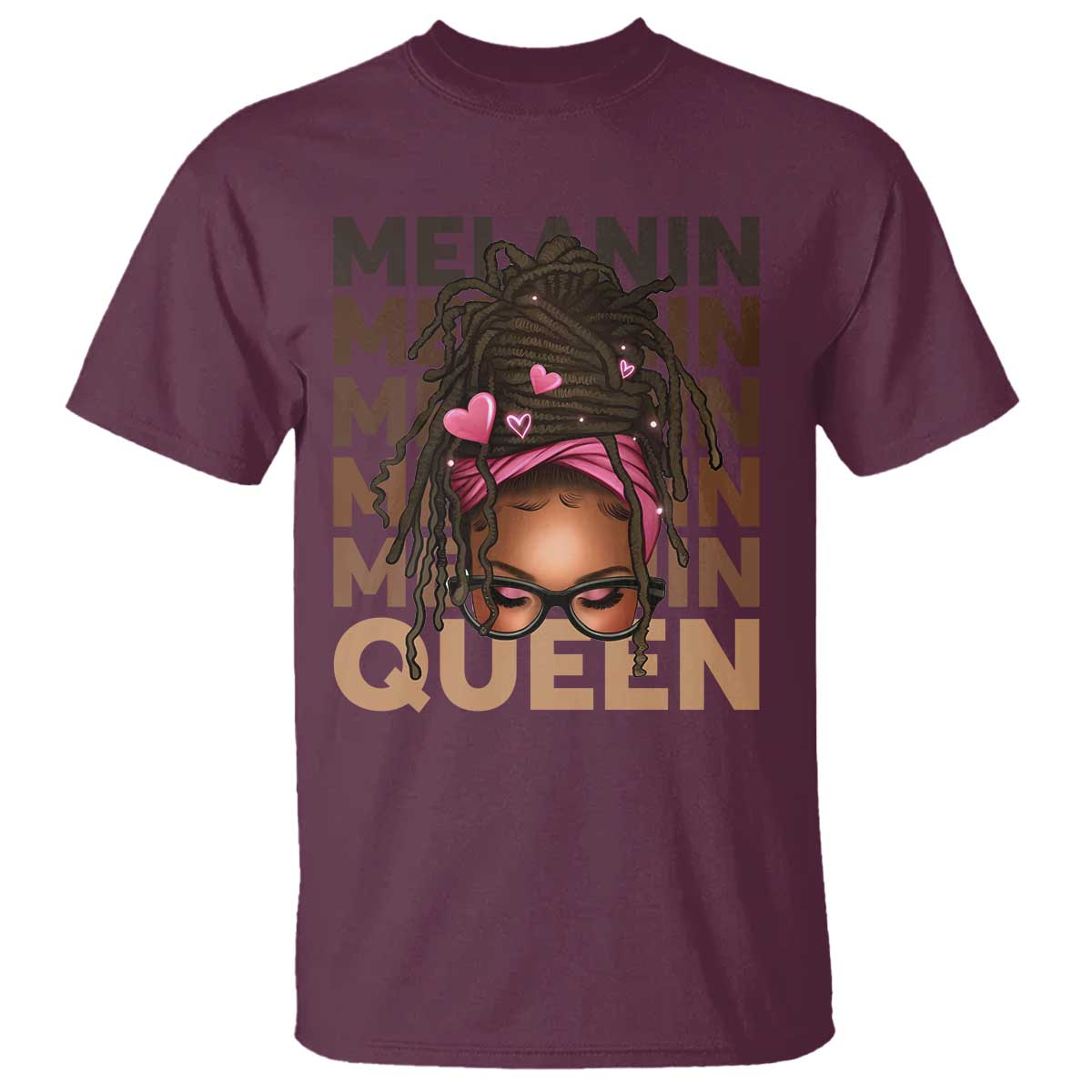 African American Pride T Shirt Melanin Queen Afro Messy Bun