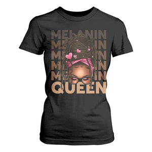 African American Pride T Shirt For Women Melanin Queen Afro Messy Bun