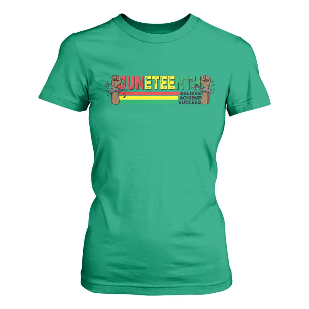 Juneteenth 1865 T Shirt For Women Believe Achieve Succeed Independence Day Breaking Every Chain