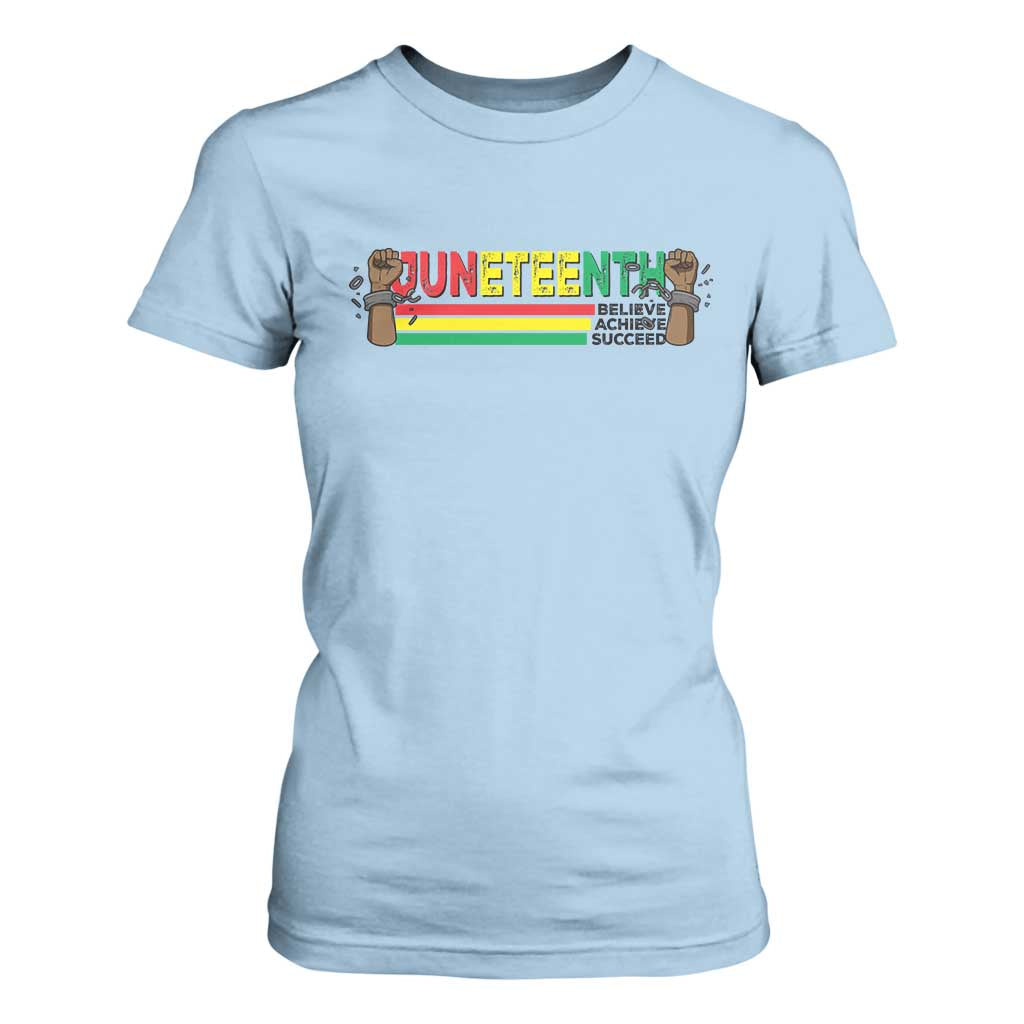 Juneteenth 1865 T Shirt For Women Believe Achieve Succeed Independence Day Breaking Every Chain