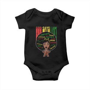Proud Black African American Baby Onesie God Says I Am Black History Month Retro Afro Girl