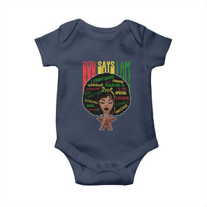 Proud Black African American Baby Onesie God Says I Am Black History Month Retro Afro Girl
