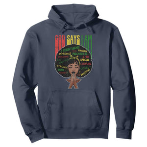 Proud Black African American Hoodie God Says I Am Black History Month Retro Afro Girl
