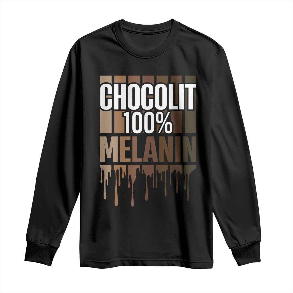 Funny Chocolit 100% Long Sleeve Shirt Melanin Black Pride African American