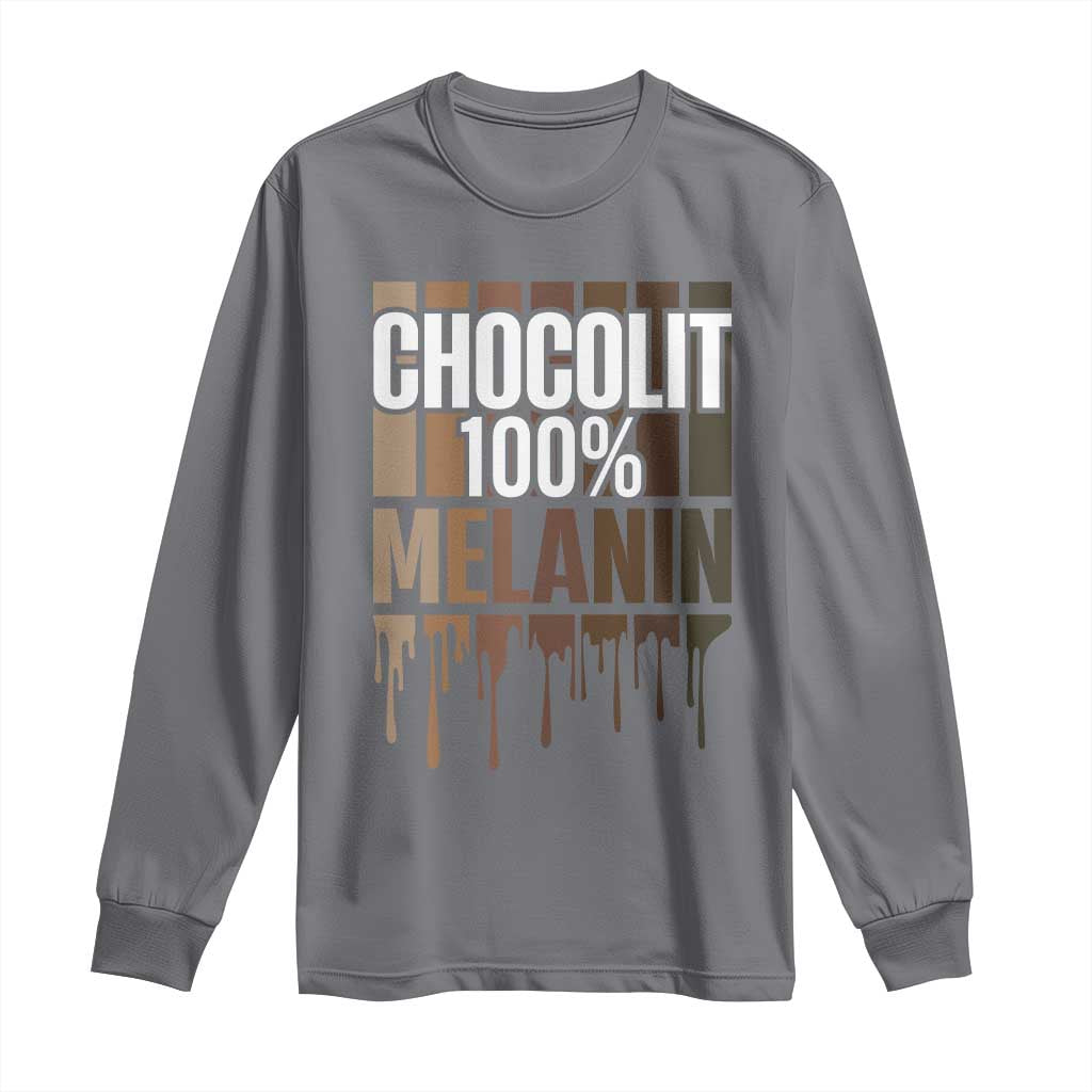 Funny Chocolit 100% Long Sleeve Shirt Melanin Black Pride African American
