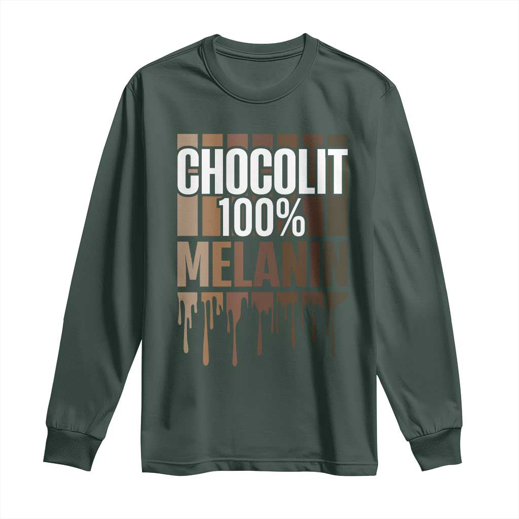 Funny Chocolit 100% Long Sleeve Shirt Melanin Black Pride African American