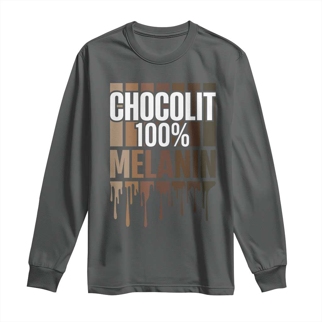 Funny Chocolit 100% Long Sleeve Shirt Melanin Black Pride African American