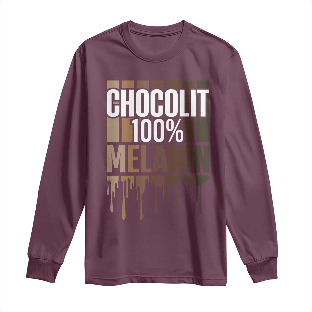 Funny Chocolit 100% Long Sleeve Shirt Melanin Black Pride African American